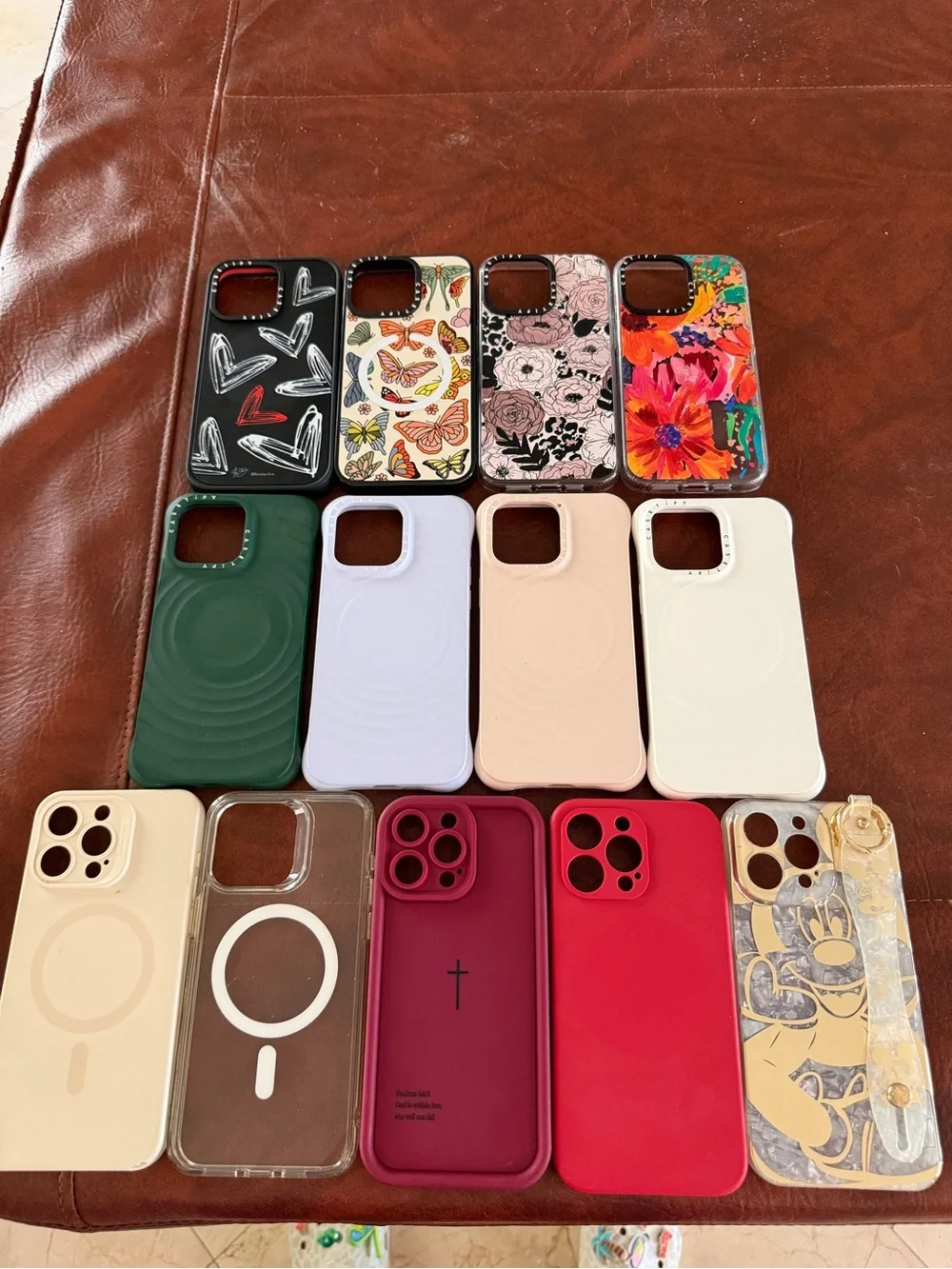 Assorted Floral & Solid iPhone 15 Pro Max Cases - Pink, Green, White, Red, Clear